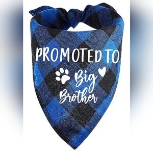 Promoted to Big Brother Blue Plaid Dog Bandana, Gender Reveal Photo Prop